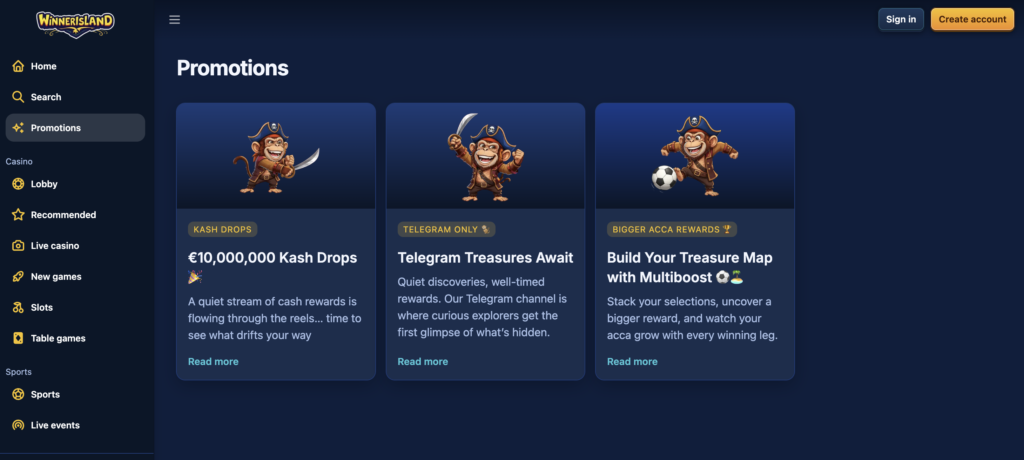 Winner Island Credit Card Casino Promotions