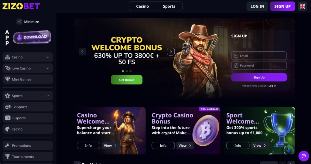 Zizo Bet Casino - Credit Card Casino - Homepage
